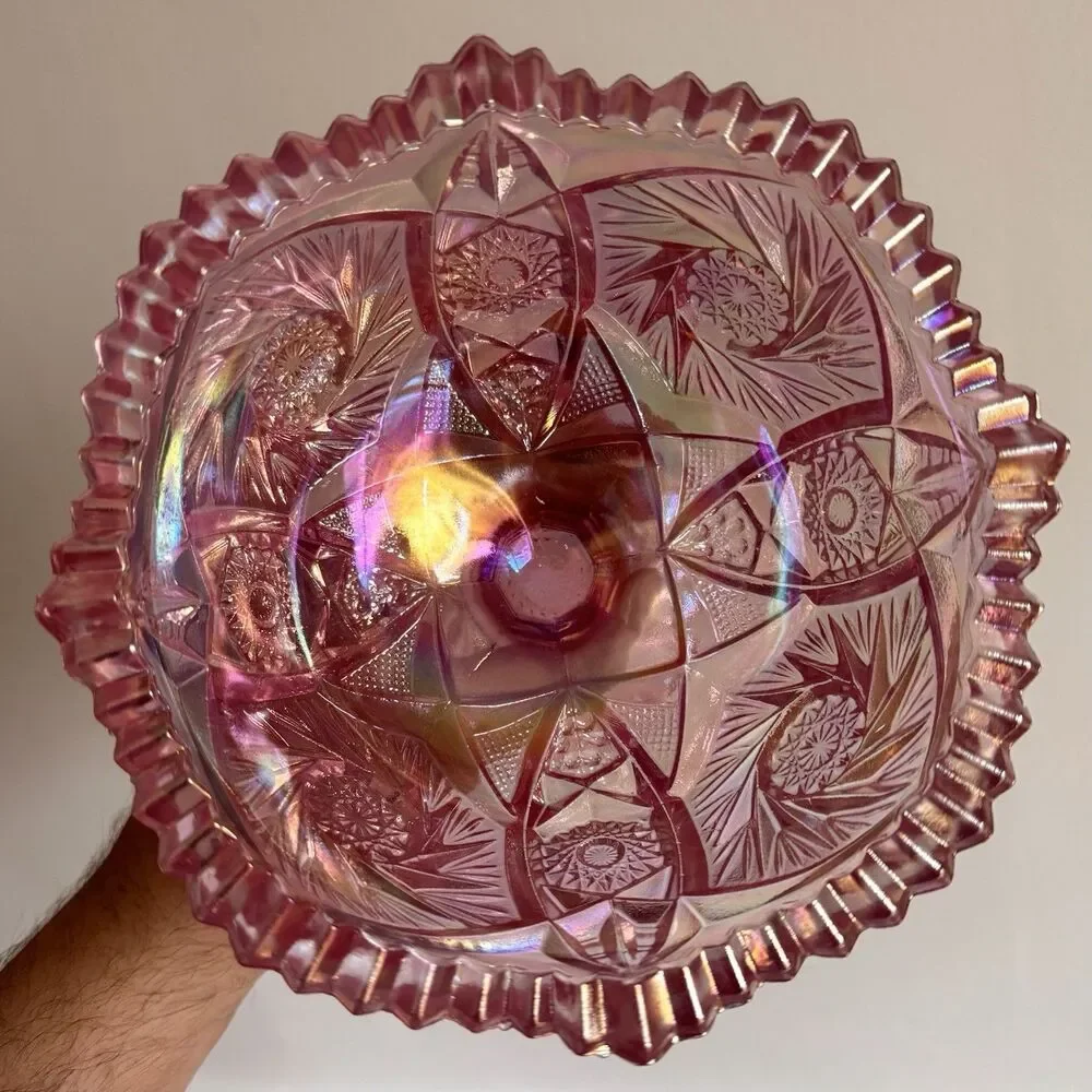 L.E. Smith | Dining | Le Smith Pink Carnival Whirling Star Compote ...